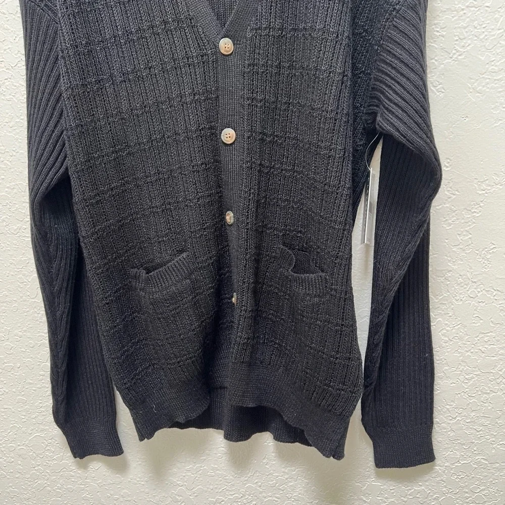 Claybrooke VTG Womens Black Wool Blend Knit Button Front Cardigan Sweater L 80s